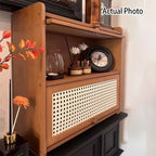Contemporary Scandinavian Rectangular Nan Bamboo Medium-Density Fiberboard Acrylic PE Rattan Desktop Storage Shelf 2/3-Tier For Bedroom