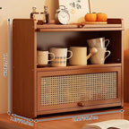 Contemporary Scandinavian Rectangular Nan Bamboo Medium-Density Fiberboard Acrylic PE Rattan Desktop Storage Shelf 2/3-Tier For Bedroom