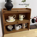 Contemporary Scandinavian Rectangular Nan Bamboo Medium-Density Fiberboard Acrylic PE Rattan Desktop Storage Shelf 2/3-Tier For Bedroom