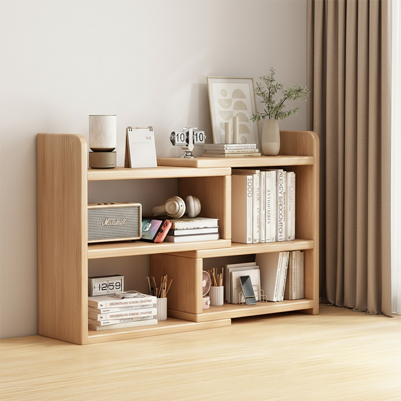 Contemporary Scandinavian Rectangular Eco-Friendly Board Storage Bookshelf 3/4-Tier For Bedroom