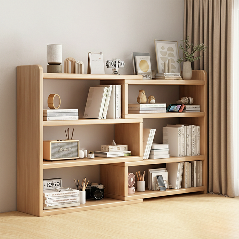Contemporary Scandinavian Rectangular Eco-Friendly Board Storage Bookshelf 3/4-Tier For Bedroom