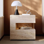 Traditional Vintage Rectangular Artificial Board Nightstand 2-Tier 2-Drawer For Bedroom