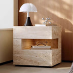 Traditional Vintage Rectangular Artificial Board Nightstand 2-Tier 2-Drawer For Bedroom