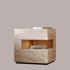 Traditional Vintage Rectangular Artificial Board Nightstand 2-Tier 2-Drawer For Bedroom