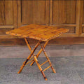 Traditional Vintage Round Square Solid Wood Bamboo Outdoor Dining Table 2-Leg Foldable For Garden