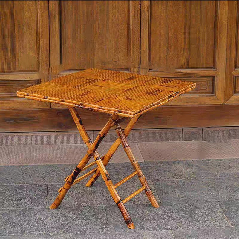Traditional Vintage Round Square Solid Wood Bamboo Outdoor Dining Table 2-Leg Foldable For Garden