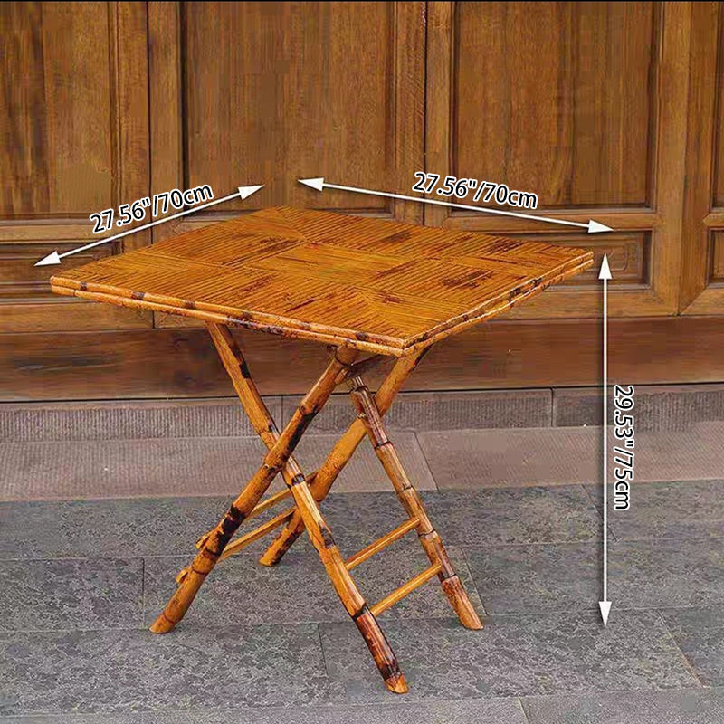 Traditional Vintage Round Square Solid Wood Bamboo Outdoor Dining Table 2-Leg Foldable For Garden
