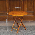 Traditional Vintage Round Square Solid Wood Bamboo Outdoor Dining Table 2-Leg Foldable For Garden