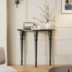 Traditional French Wood Roman Column Half-Round Console Table With Symmetrical Design For Entryway