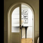 Traditional French Wood Roman Column Half-Round Console Table With Symmetrical Design For Entryway