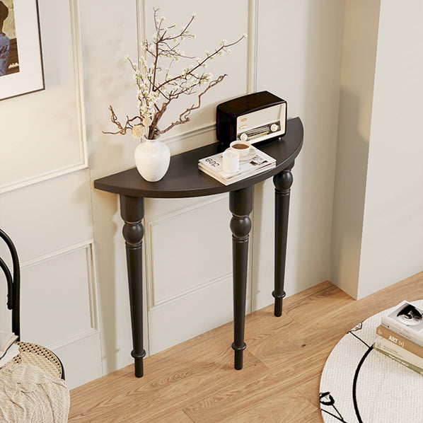 Traditional French Wood Roman Column Half-Round Console Table With Symmetrical Design For Entryway