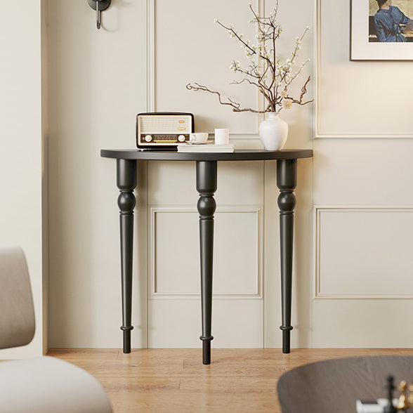 Traditional French Wood Roman Column Half-Round Console Table With Symmetrical Design For Entryway