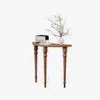Traditional French Wood Roman Column Half-Round Console Table With Symmetrical Design For Entryway
