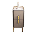Mesita de Noche Rectangular Estrecha de Cuero Sintético y Madera Maciza con Acero al Carbono, Estilo Nórdico Contemporáneo, con 2 Cajones para Dormitorio