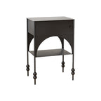 Contemporary Retro Iron Arched Rectangular Nightstand With 2-Tier Cabinet For Bedside