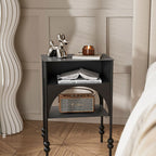 Contemporary Retro Iron Arched Rectangular Nightstand With 2-Tier Cabinet For Bedside