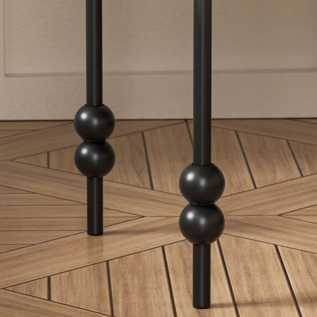 Contemporary Retro Iron Arched Rectangular Nightstand With 2-Tier Cabinet For Bedside