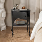 Contemporary Retro Iron Arched Rectangular Nightstand With 2-Tier Cabinet For Bedside