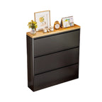 Modern Minimalist Steel Slim Rectangular Shoe Storage With Flip Drawers 3/4 Tier For Entryway