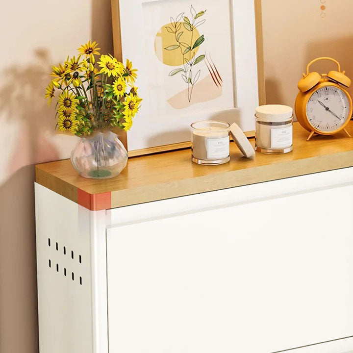 Modern Minimalist Steel Slim Rectangular Shoe Storage With Flip Drawers 3/4 Tier For Entryway