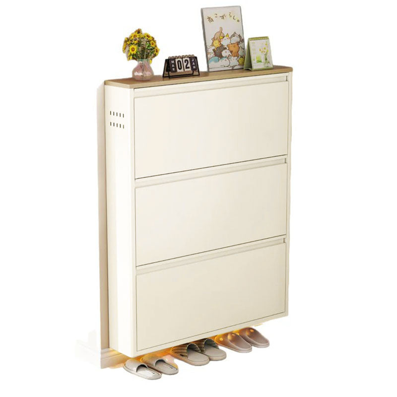 Modern Minimalist Steel Slim Rectangular Shoe Storage With Flip Drawers 3/4 Tier For Entryway