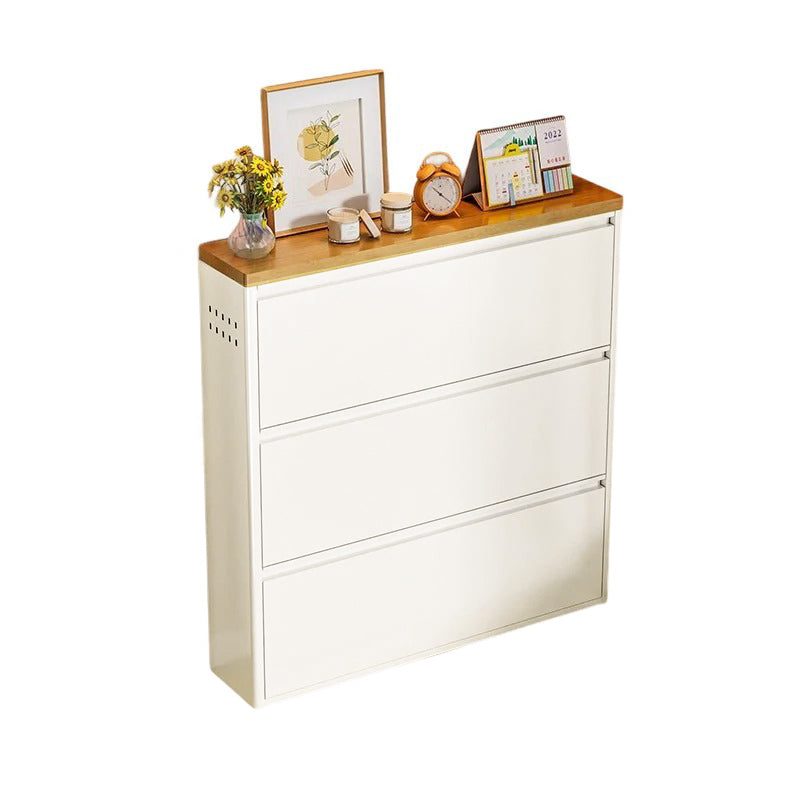 Modern Minimalist Steel Slim Rectangular Shoe Storage With Flip Drawers 3/4 Tier For Entryway