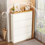 Modern Minimalist Steel Slim Rectangular Shoe Storage With Flip Drawers 3/4 Tier For Entryway