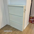 Modern Minimalist Steel Slim Rectangular Shoe Storage With Flip Drawers 3/4 Tier For Entryway