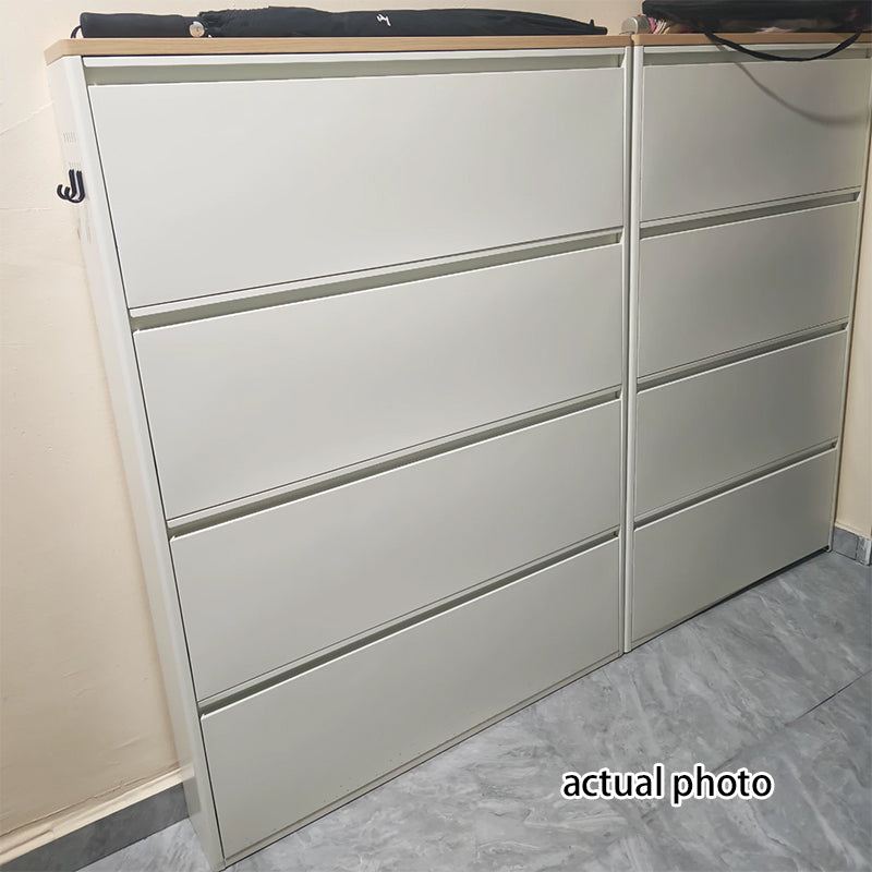 Modern Minimalist Steel Slim Rectangular Shoe Storage With Flip Drawers 3/4 Tier For Entryway