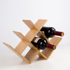 Botellero minimalista de bambú en forma de W para 8 botellas - Expositor de encimera para cocina