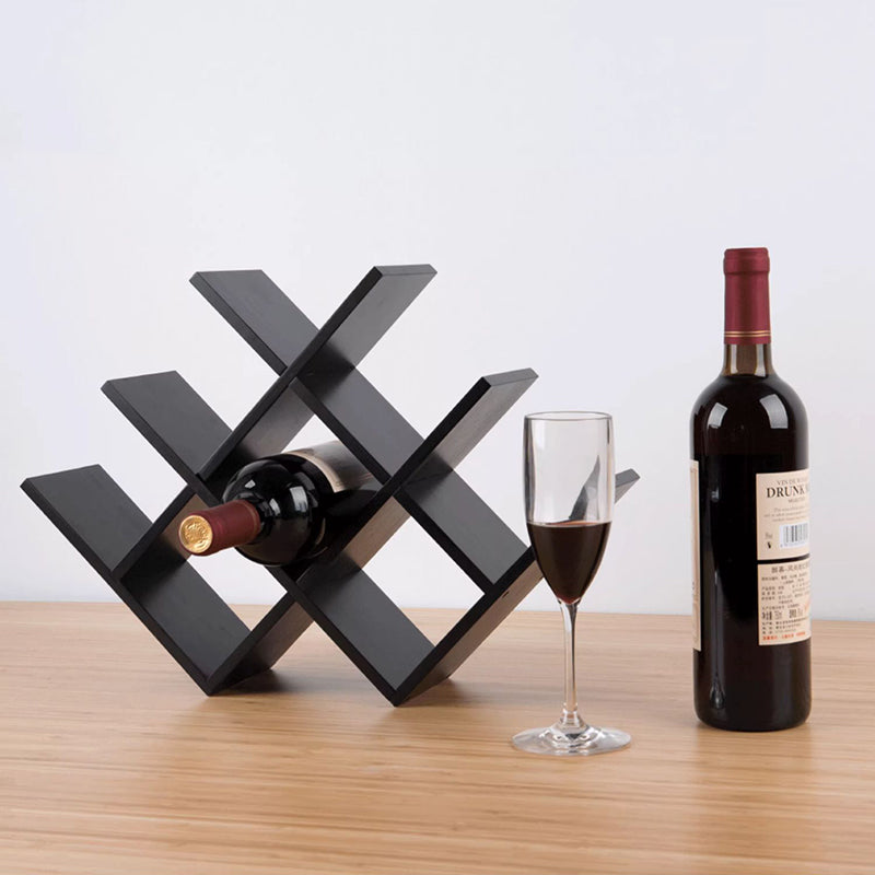 Minimalist Bamboo W-Shape 8-Bottle Wine Rack - Countertop Display Rack For Kitchen