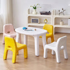 Contemporary Nordic PE Oval Kids Colorful Safe Desk & Chair Set For Living Room & Study