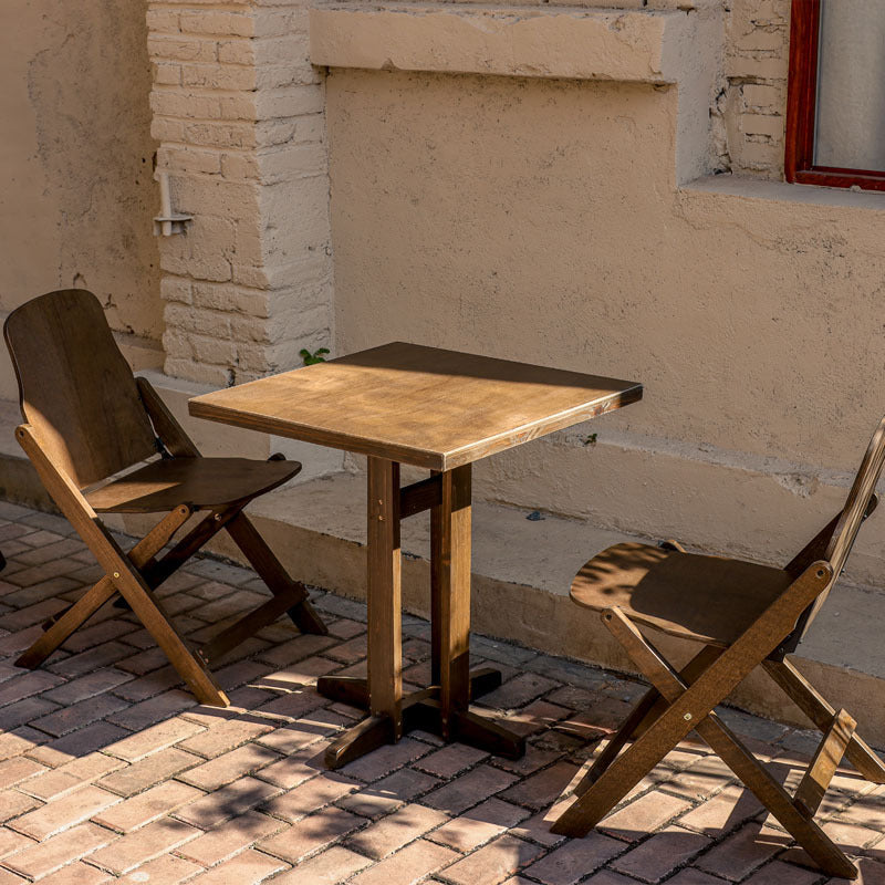 Contemporary Retro Solid Wood Plywood & Iron Round Square Coffee Table And Chair Set For Balcony & Living Room