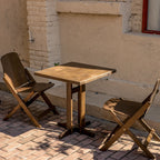 Contemporary Retro Solid Wood Plywood & Iron Round Square Coffee Table And Chair Set For Balcony & Living Room