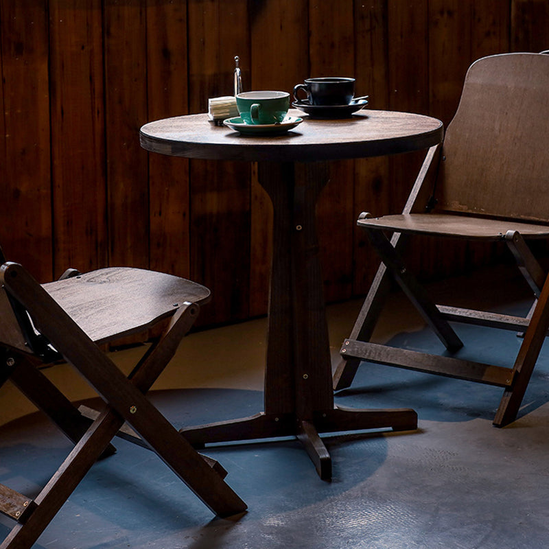 Contemporary Retro Solid Wood Plywood & Iron Round Square Coffee Table And Chair Set For Balcony & Living Room