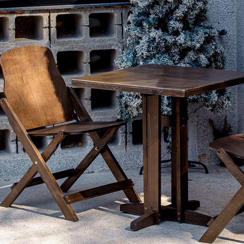 Contemporary Retro Solid Wood Plywood & Iron Round Square Coffee Table And Chair Set For Balcony & Living Room