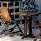 Contemporary Retro Solid Wood Plywood & Iron Round Square Coffee Table And Chair Set For Balcony & Living Room