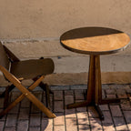 Contemporary Retro Solid Wood Plywood & Iron Round Square Coffee Table And Chair Set For Balcony & Living Room