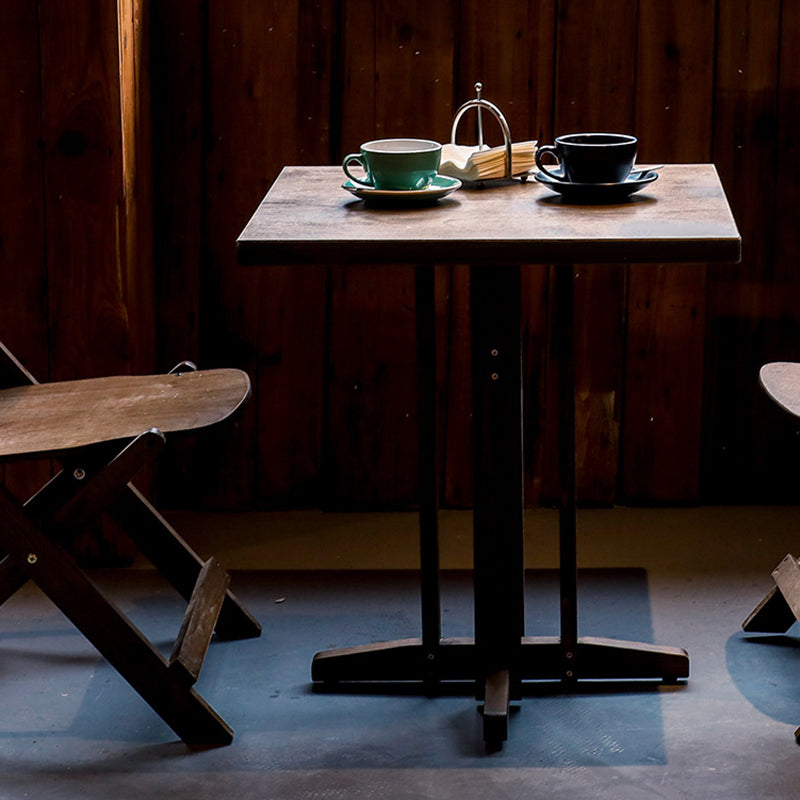 Contemporary Retro Solid Wood Plywood & Iron Round Square Coffee Table And Chair Set For Balcony & Living Room