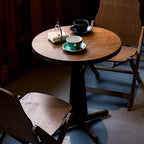 Contemporary Retro Solid Wood Plywood & Iron Round Square Coffee Table And Chair Set For Balcony & Living Room