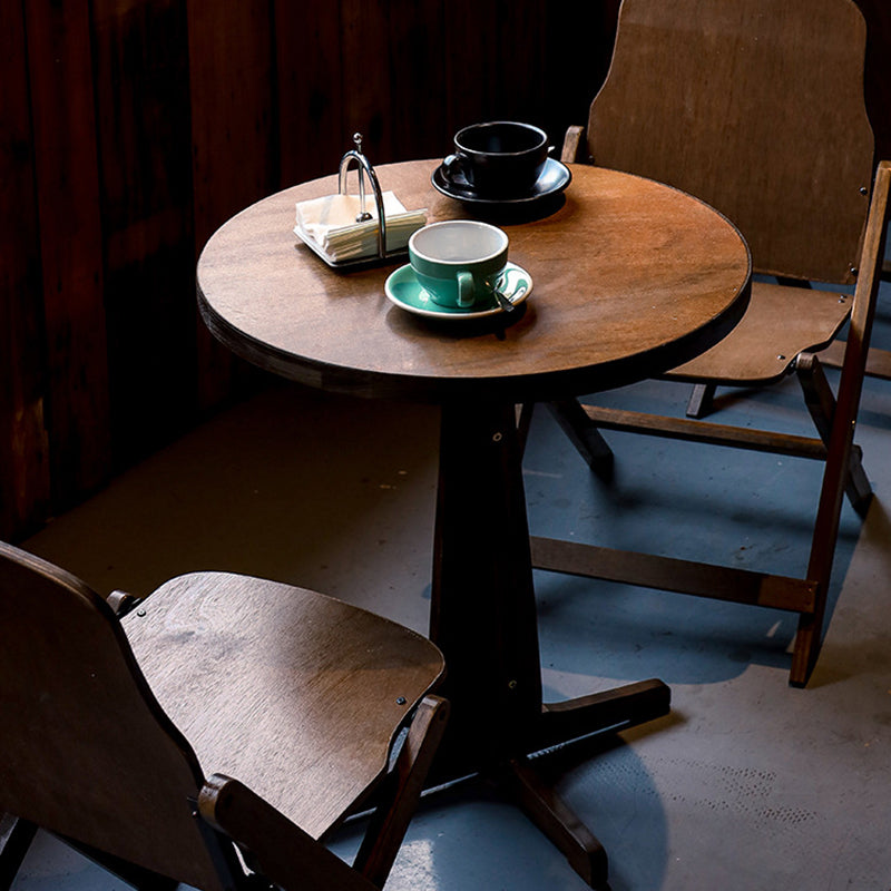 Contemporary Retro Solid Wood Plywood & Iron Round Square Coffee Table And Chair Set For Balcony & Living Room
