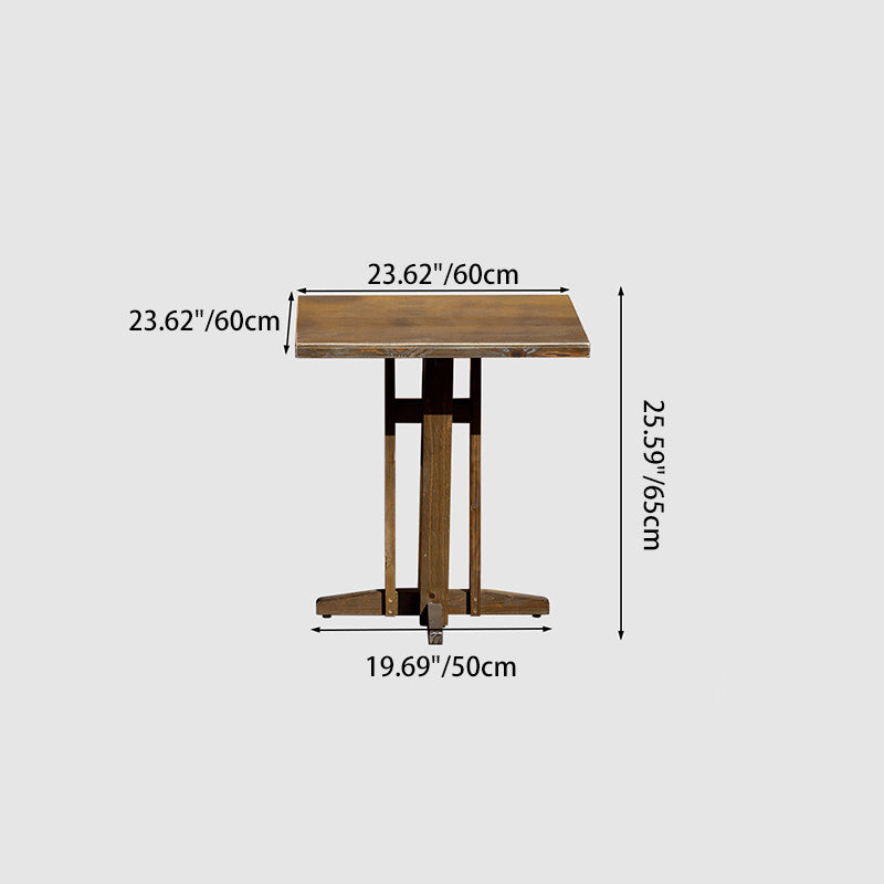 Contemporary Retro Solid Wood Plywood & Iron Round Square Coffee Table And Chair Set For Balcony & Living Room