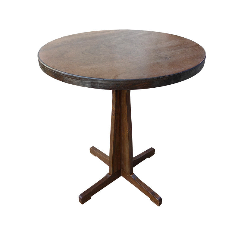 Contemporary Retro Solid Wood Plywood & Iron Round Square Coffee Table And Chair Set For Balcony & Living Room