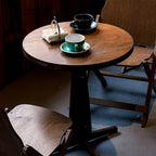 Contemporary Retro Solid Wood Plywood & Iron Round Square Coffee Table And Chair Set For Balcony & Living Room