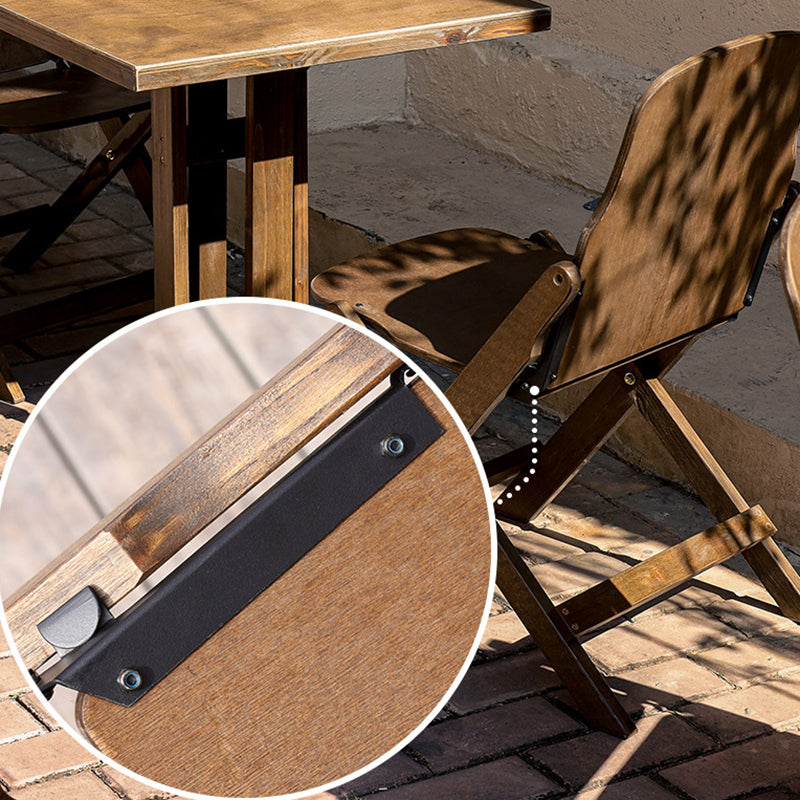 Contemporary Retro Solid Wood Plywood & Iron Round Square Coffee Table And Chair Set For Balcony & Living Room
