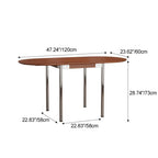 Mesa de comedor moderna minimalista plegable ovalada de madera y acero inoxidable con tablero de melamina para 4 personas