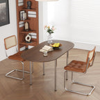 Mesa de comedor moderna minimalista plegable ovalada de madera y acero inoxidable con tablero de melamina para 4 personas
