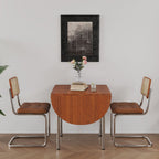 Mesa de comedor moderna minimalista plegable ovalada de madera y acero inoxidable con tablero de melamina para 4 personas