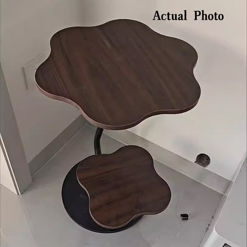 Contemporary Creative Floral-Shaped Carbon Steel Medium-Density Fiberboard Side Table 2-Tier For Living Room