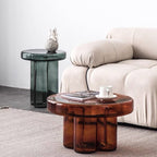 Contemporary Scandinavian Round Glass Coffee Table For Living Room